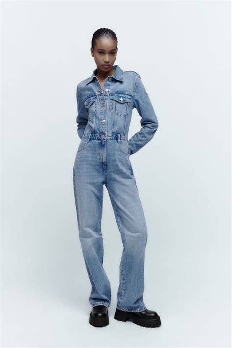 zara jeans jumpsuit|zara long sleeve jumpsuit.